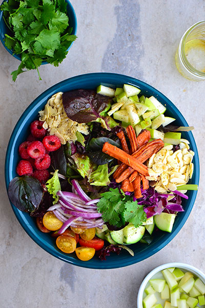 Organic Rose Salad with Roasted Carrots and Apples