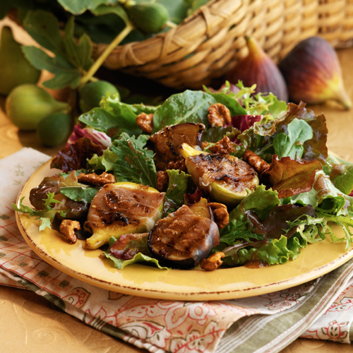Baby Greens with Grilled Figs and Walnuts