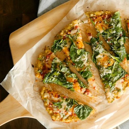 Spinach & Cheese Pizza with Cauliflower Crust Earthbound Farm