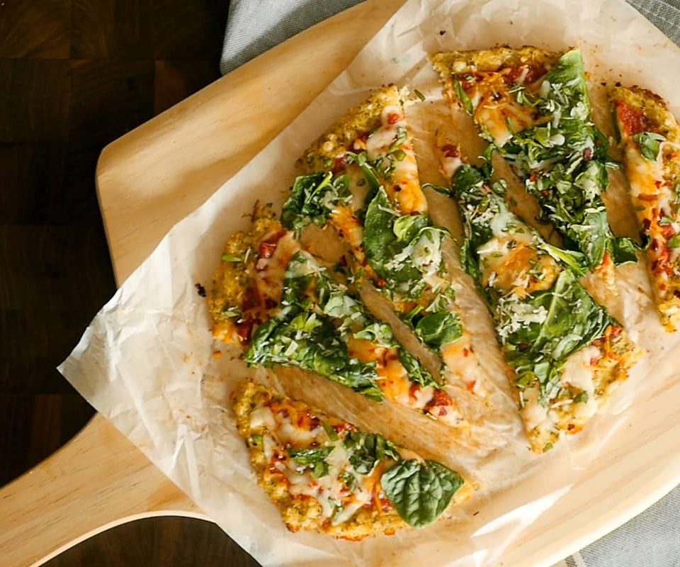 Spinach & Cheese Pizza with Cauliflower Crust Earthbound Farm