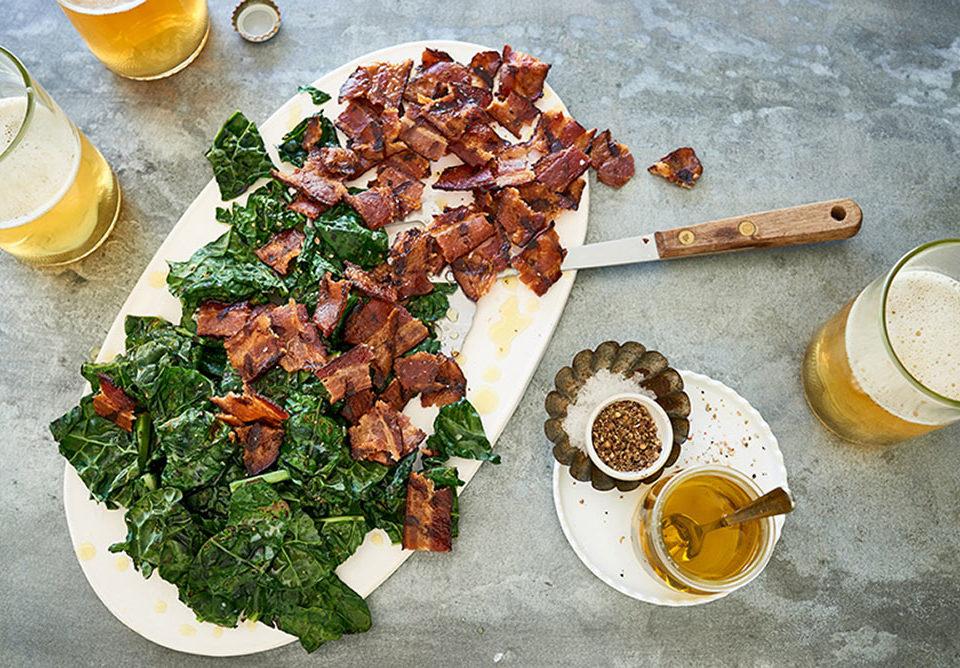 Grilled Organic Kale and Bacon Recipe