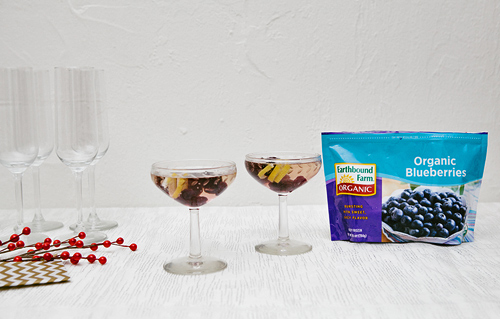 Frozen blueberries + Spanish cava, finished with a twist of lemon