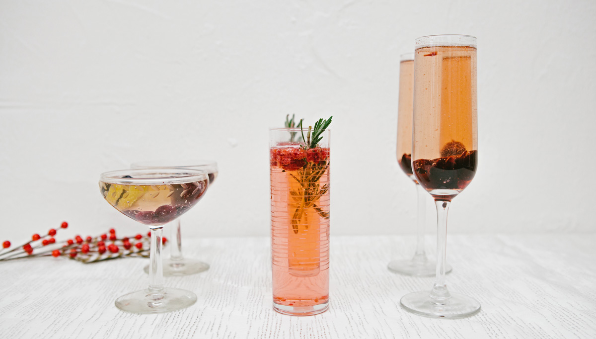 A trio of perfect fruit-and-sparkler cocktails to brighten your holiday celebrations