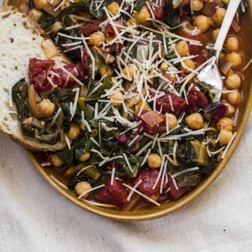 Mixed Rainbow Chard with Tomatoes and Garbanzo Beans Earthbound Farm