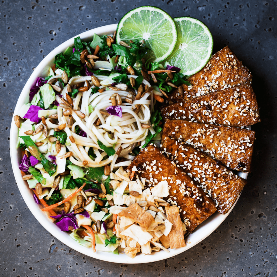 Asian-Style Chopped Salad with Maple Glazed Tofu