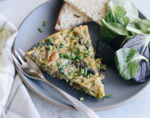 Caramelized Onion, Broccoli and Spinach Frittata