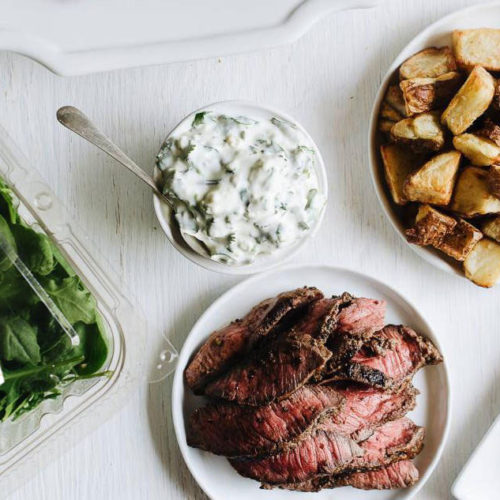 Organic Baby Spinach, Arugula, and Kale Steak and Egg Breakfast Salad