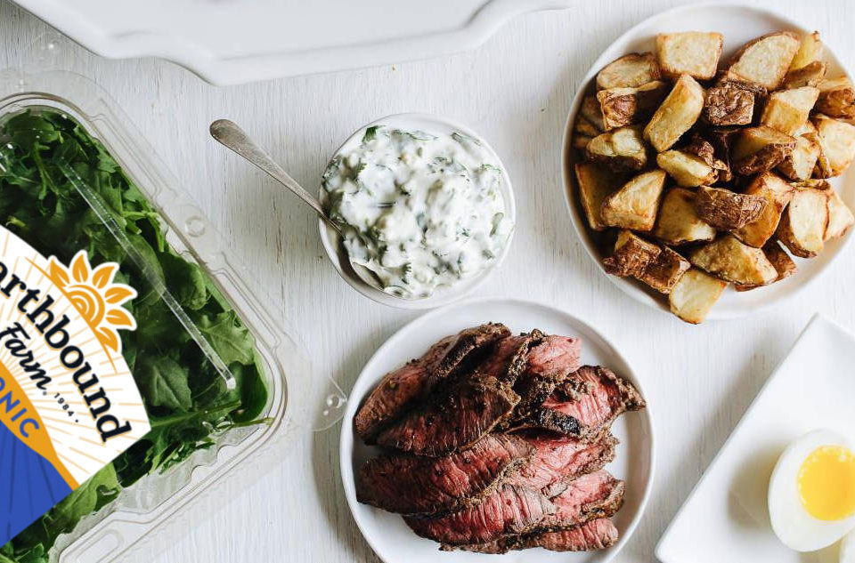 Organic Baby Spinach, Arugula, and Kale Steak and Egg Breakfast Salad