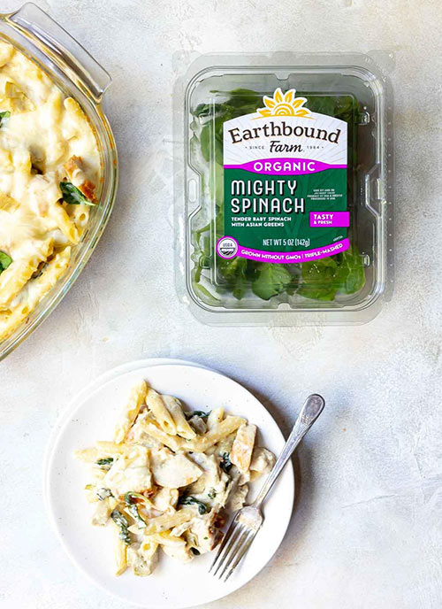 Spinach Artichoke Chicken Alfredo Baked Ziti Recipe