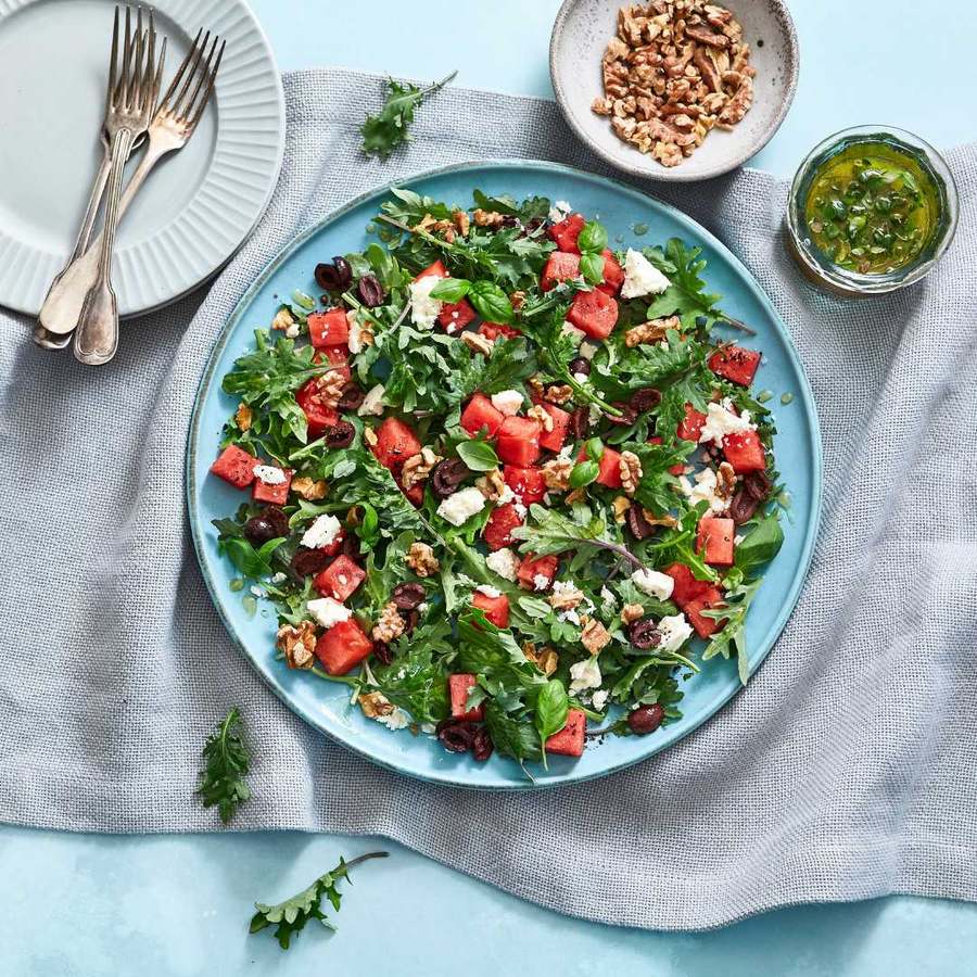 Watermelon, Feta, and Baby Kale Salad