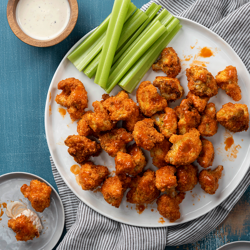 Air Fried Cauliflower Buffalo “Wings” Earthbound Farm
