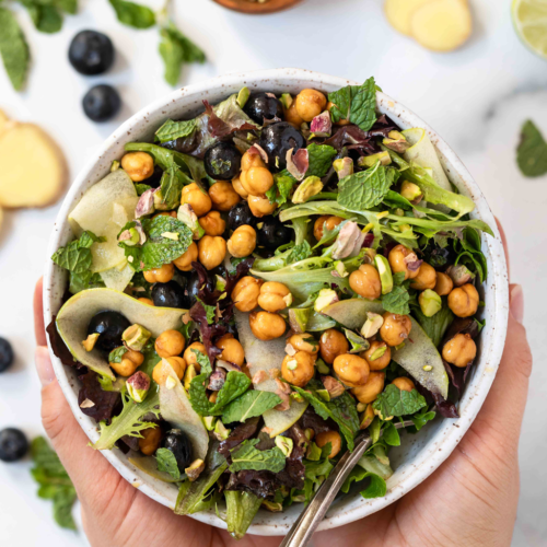 Chickpea, Blueberry and Apple Salad with Ginger Lime Dressing Featured Image