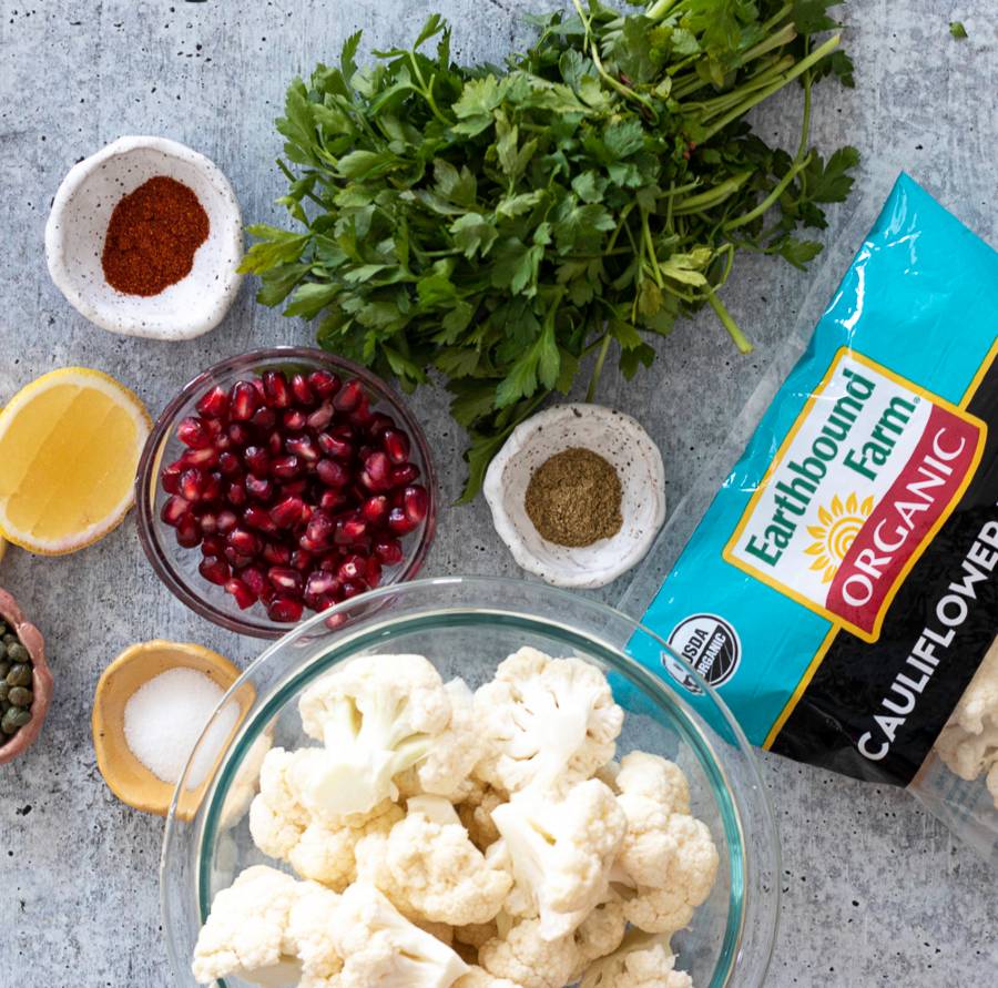Roasted Cauliflower with Pomegranate and Capers Ingredients Image