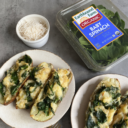 Cheesy Spinach Twice Baked Potatoes Header Image