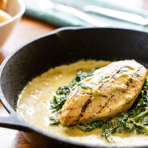 chicken florentine on organic baby spinach