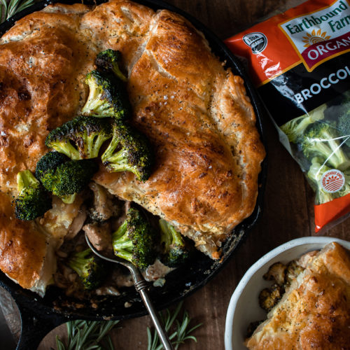 One Skillet Chicken Broccoli Pot Pie Header image