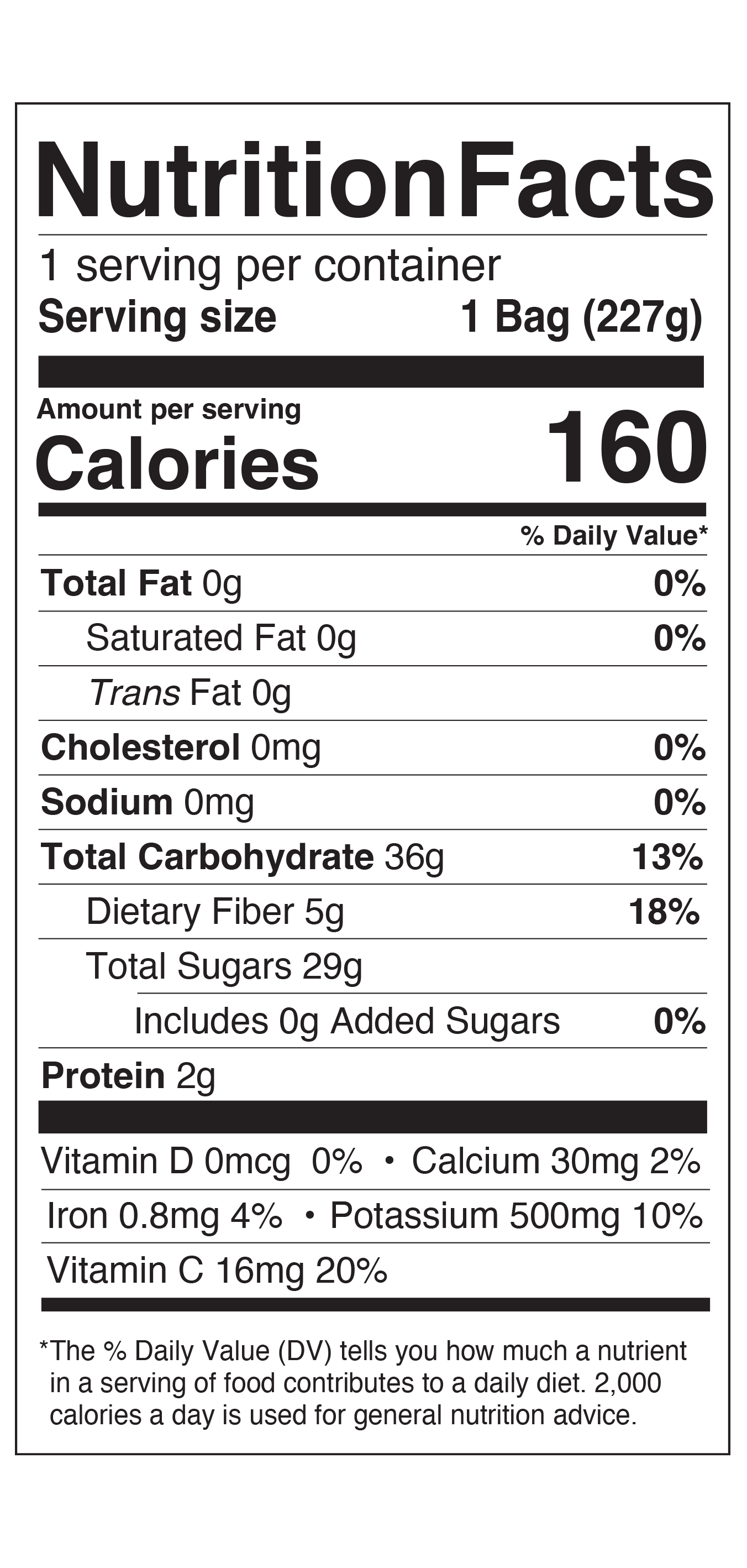 8oz-Dark Sweet Cherries Nutrition Facts