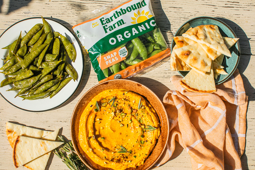 Pumpkin Dip & Roasted Snap Peas