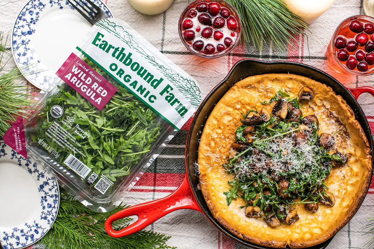 Savory Dutch Baby with Sautéed Mushrooms, Thyme & Wild Red Arugula - with package
