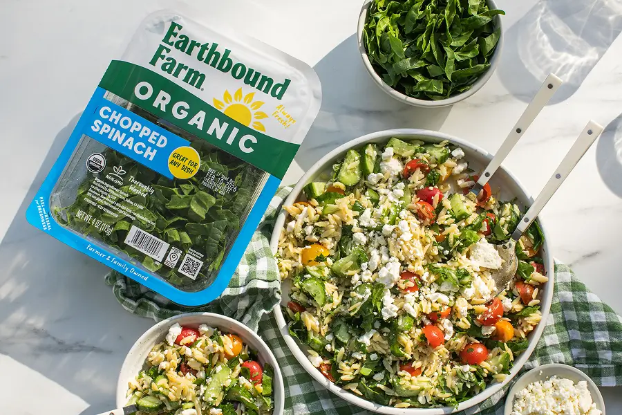 Feta and Spinach Orzo Pasta Salad with package