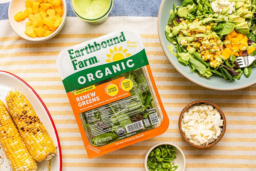 Grilled Corn & Mango Renew Greens Bowl with Package